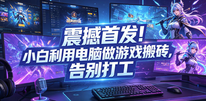 震撼首发！小白利用电脑做游戏搬砖，告别打工【揭秘】-985网创
