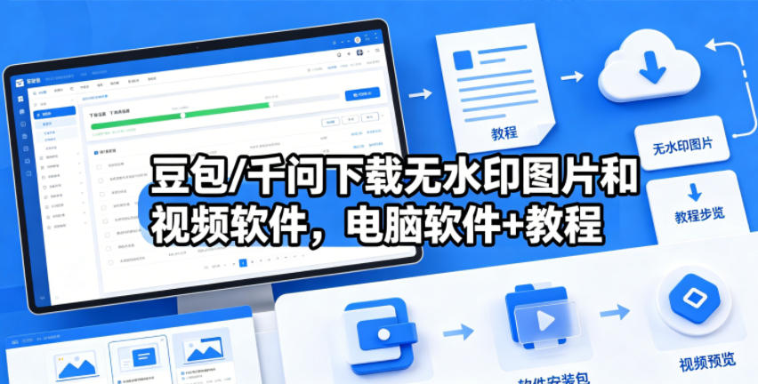 豆包/千问下载无水印图片和视频软件，电脑软件+教程-985网创