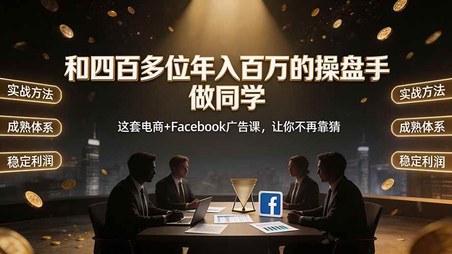（19592期）和四百多位年入百万的操盘手做同学——这套电商+Facebook广告课，让你不再靠猜【原创双语字幕】-985网创