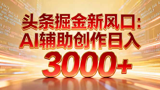 头条掘金新风口：AI辅助创作日入3000+，矩阵玩法当天启动隔天见效-985网创