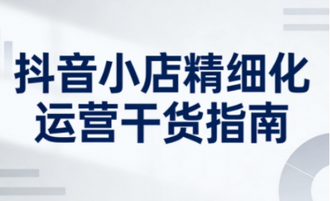 抖音小店精细化运营干货指南新版，助力商家系统提升店铺运营能力(更新26年5月)-985网创