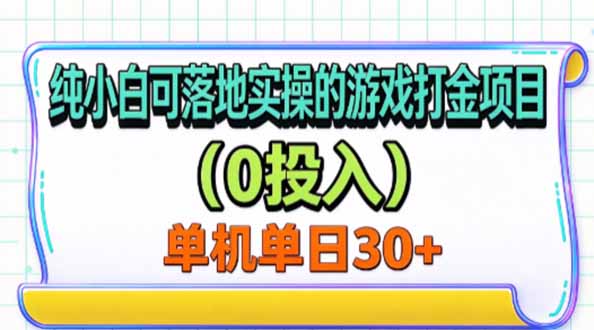 纯小白可落地实操的游戏打金项目(0投入-985网创