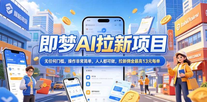 2026年即梦AI拉新项目最新玩法，无任何门槛，操作非常简单，人人都可做，拉新佣金最高13米每单（更新6月）-985网创