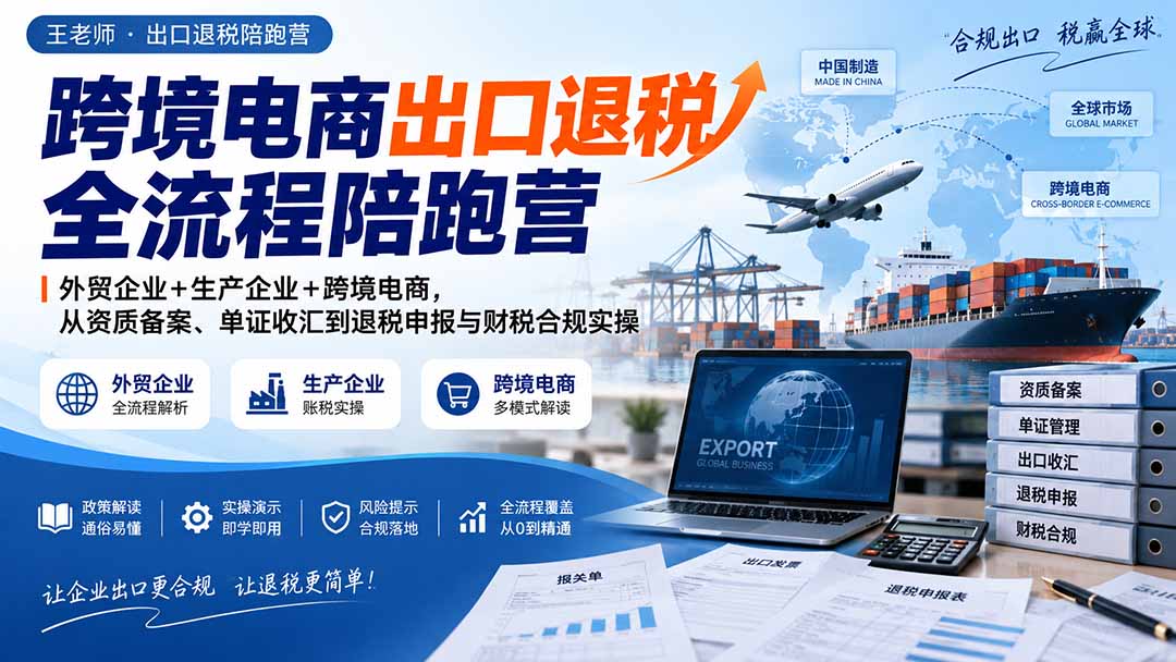 跨境电商出口退税全流程陪跑营｜外贸企业+生产企业+跨境电商，从资质备案、单证收汇到退税申报与财税合规实操-985网创