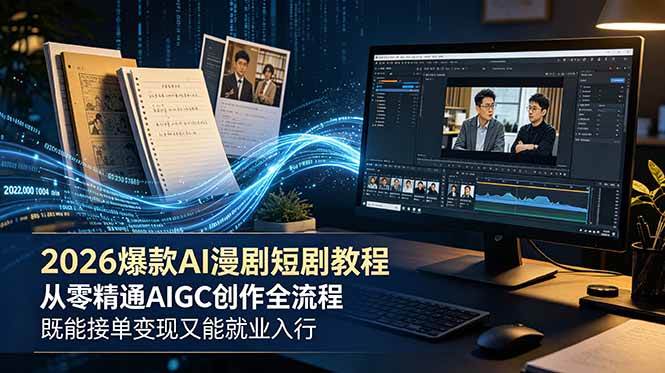 （18980期）2026 爆款 AI 漫剧短剧教程 从零精通 AIGC 创作全流程 既能接单变现又能就业入行-985网创