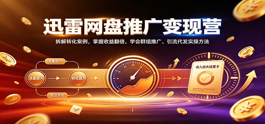 迅雷网盘推广变现营：拆解转化案例，掌握收益翻倍，学会群组推广、引流代发实操方法-985网创