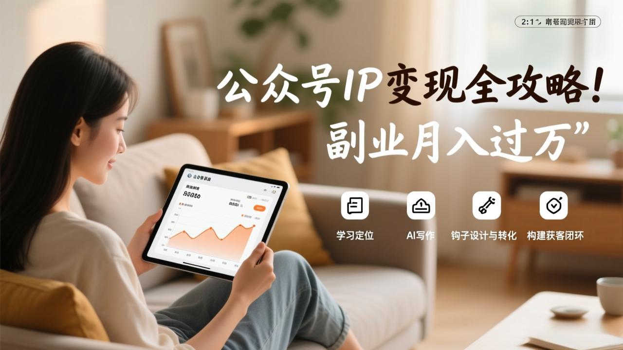 公众号IP变现全攻略，学习定位、AI写作、钩子设计与转化，构建获客闭环，副业月入过万-985网创