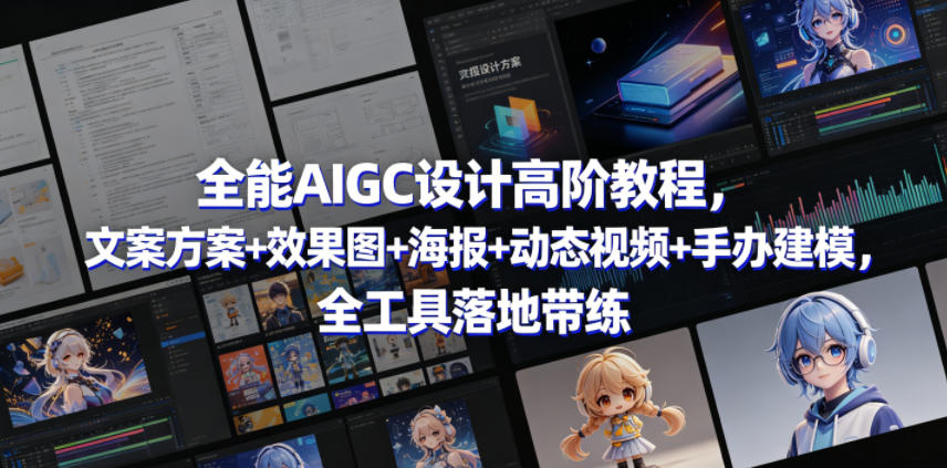 全能AIGC设计高阶教程，文案方案+效果图+海报+动态视频+手办建模，全工具落地带练-985网创