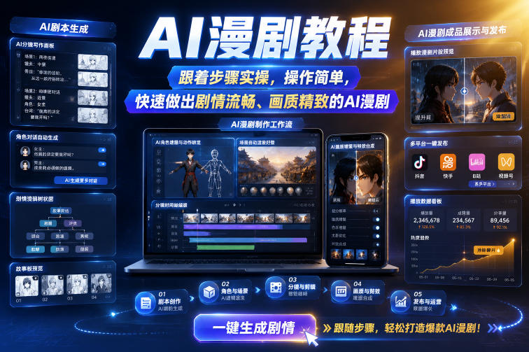 AI漫剧教程，跟着步骤实操，操作简单，快速做出剧情流畅、画质精致的AI漫剧-985网创