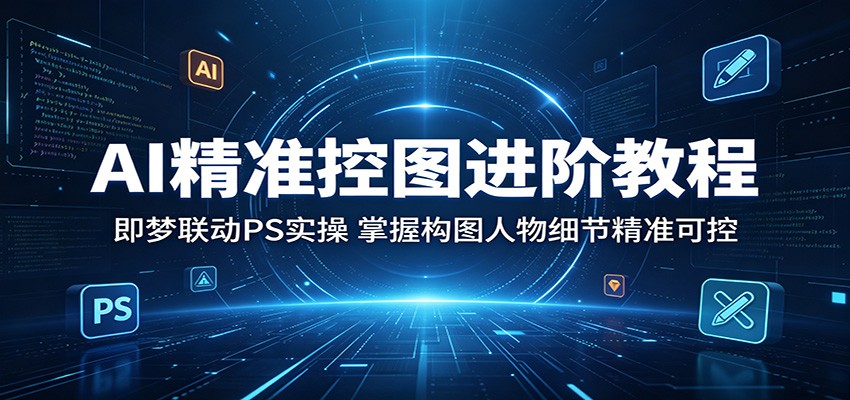 AI精准控图进阶教程：即梦联动PS实操，掌握构图人物细节精准可控-985网创