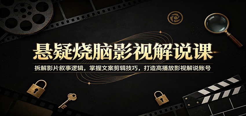 悬疑烧脑影视解说课：拆解影片叙事逻辑，掌握文案剪辑技巧，打造高播放影视解说账号-985网创