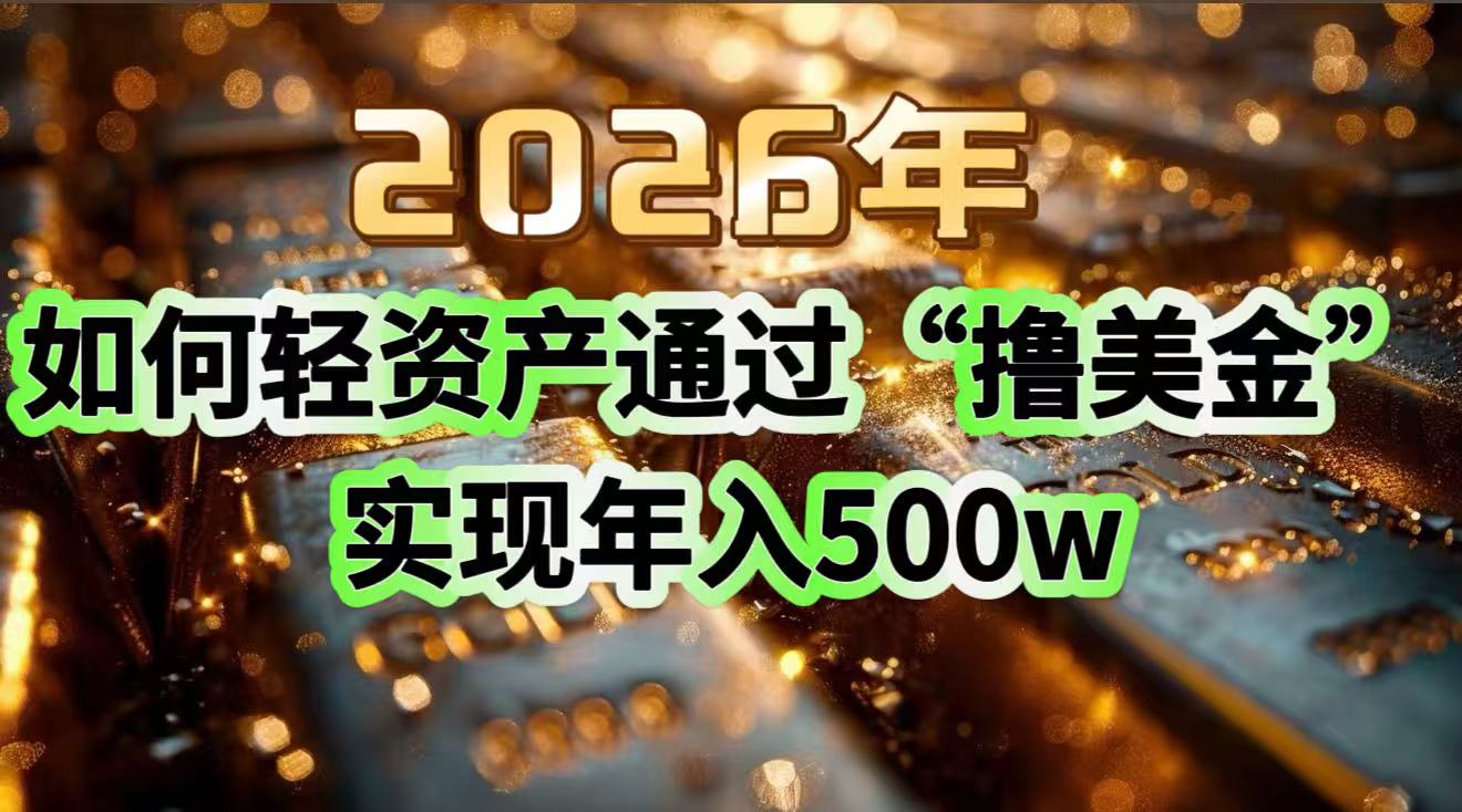 2026年如何轻资产通过“撸美金”实现年入500w-985网创