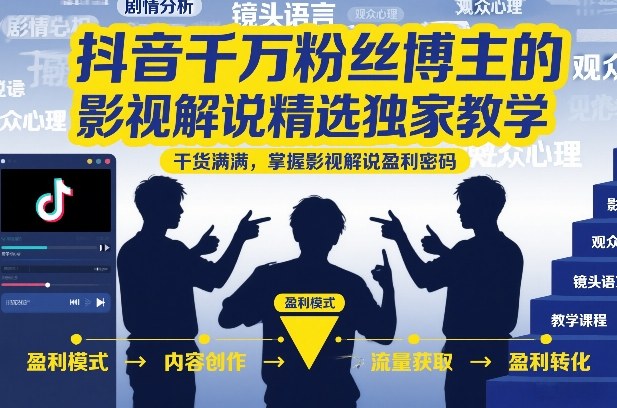 抖音千万粉丝博主的影视解说精选独家教学，干货满满，掌握影视解说盈利密码（更新）-985网创