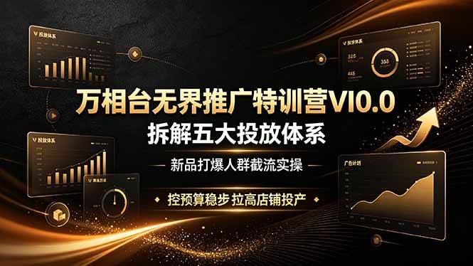 （19184期）万相台无界推广特训营VI0.0，拆解五大投放体系，新品打爆人群截流实操，控预算稳步拉高店铺投产-985网创