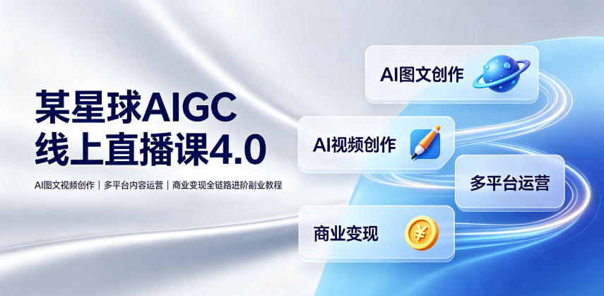 某星球AIGC线上直播课4.0｜AI图文视频创作、多平台内容运营、商业变现全链路进阶副业教程-985网创