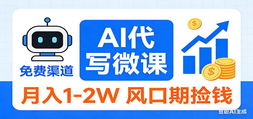 2026告别打工！AI 代写微课，提供免费渠道，月入 1-2W 风口期捡钱-985网创