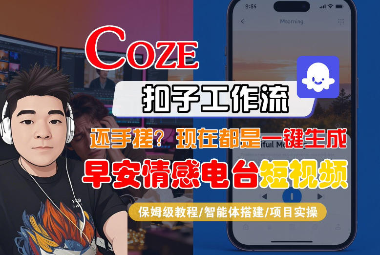 【Coze工作流搭建实操教程】【coze】早安情感电台日签视频还在手动做？用扣子工作流自动生成，省时90%-985网创