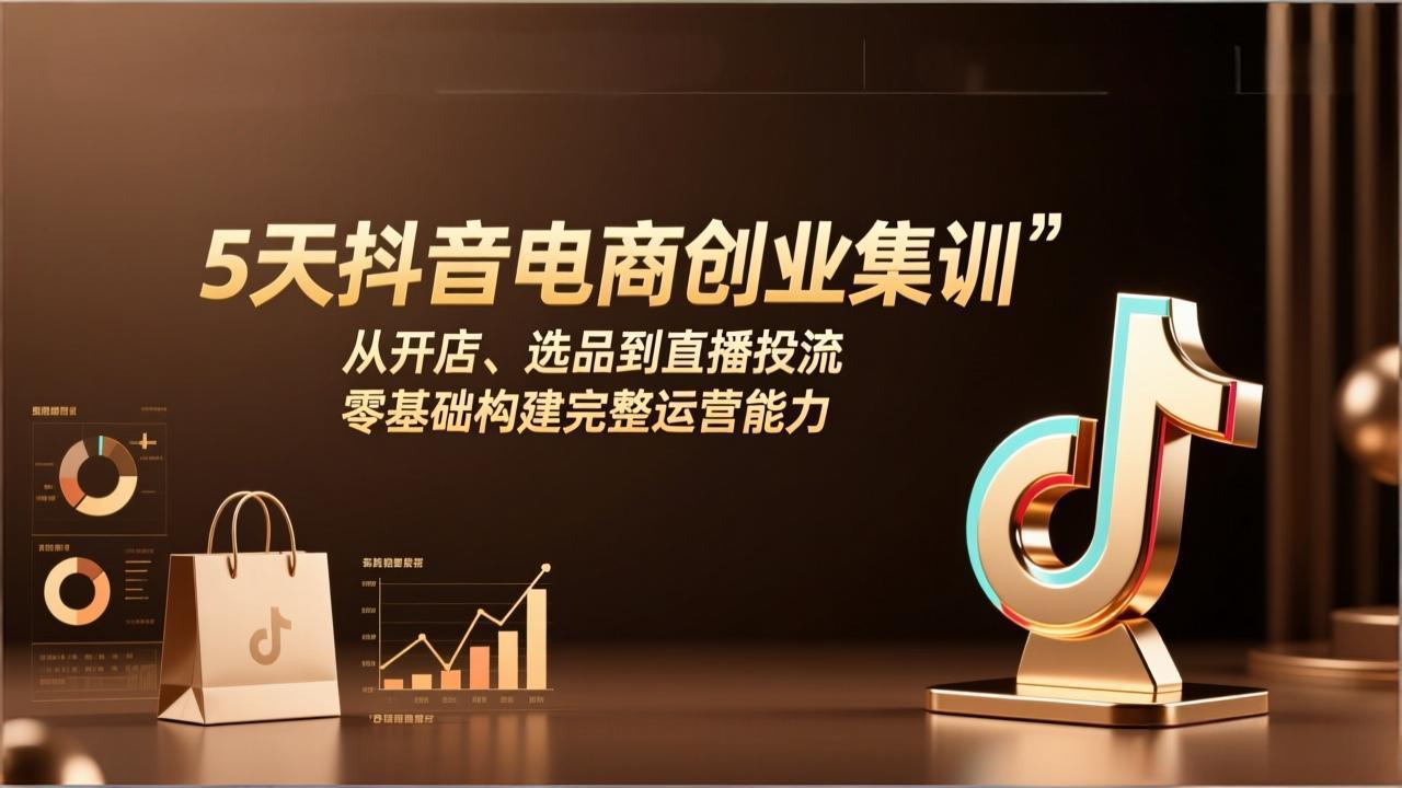 5天抖音电商创业集训：从开店、选品到直播投流，零基础构建完整运营能力-985网创