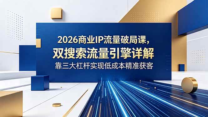 （18767期）2026商业IP流量破局课，双搜索流量引擎详解，靠三大杠杆实现低成本精准获客-985网创