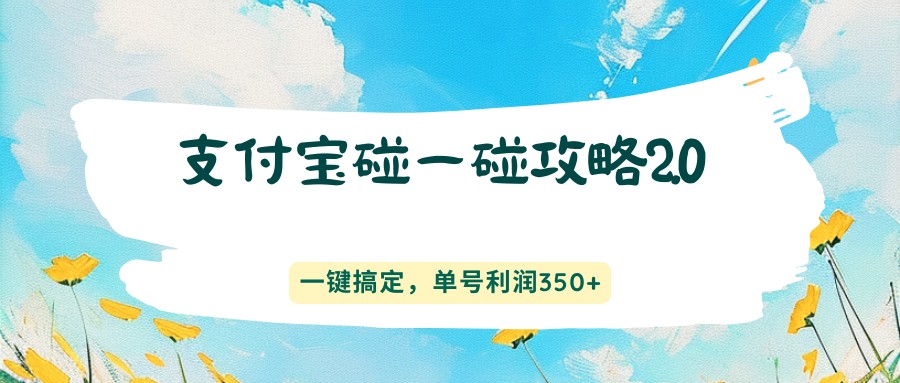支付宝碰一碰攻略2.0，一键搞定，单号利润350+-985网创