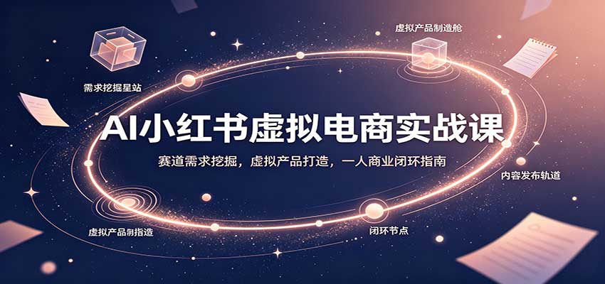 AI小红书虚拟电商实战课：赛道需求挖掘，虚拟产品打造，一人商业闭环指南-985网创