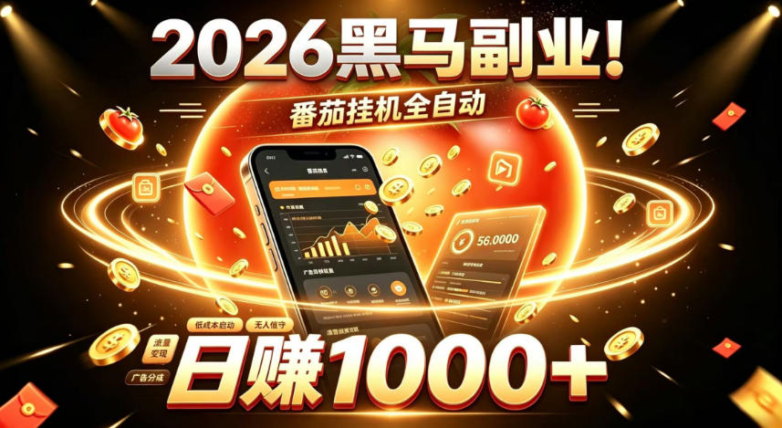 2026黑马副业！番茄挂G全自动日入1000+，操作最简单、门槛最低的线上轻资产项目【揭秘】-985网创