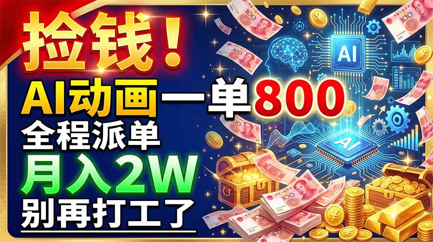 （19330期）捡钱！AI动画一单800，全程派单，月入2W，别再打工了-985网创