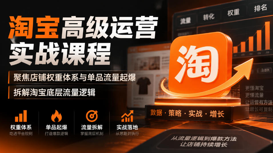 淘宝高级运营实战课程，聚焦店铺权重体系与单品流量起爆，拆解淘宝底层流量逻辑-985网创