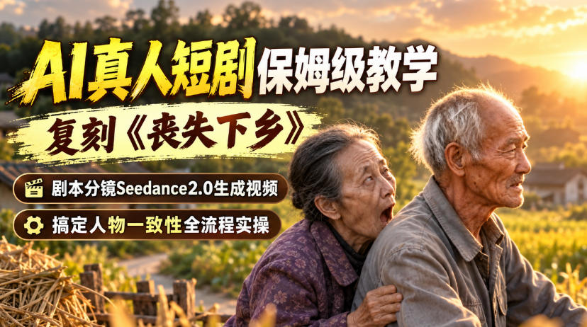AI真人短剧保姆级教学，复刻《丧失下乡》，剧本分镜Seedance2.0生成视频，搞定人物一致性全流程实操-985网创