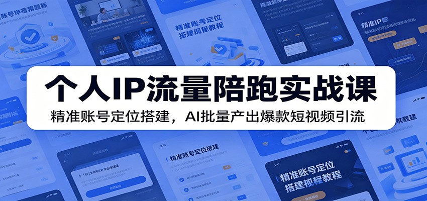 个人IP流量陪跑实战课：精准账号定位搭建，AI批量产出爆款短视频引流-985网创