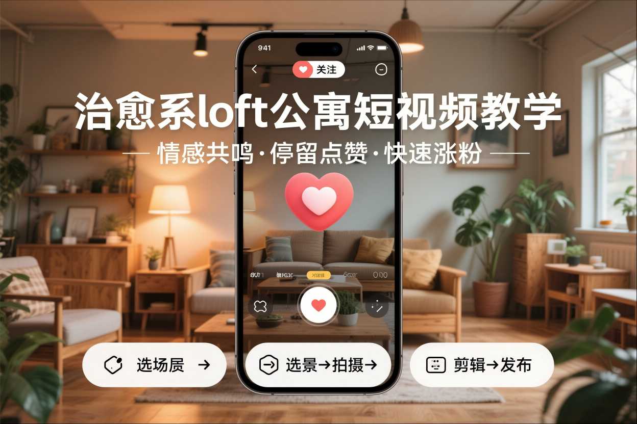 治愈系loft公寓短视频制作教学，情感共鸣引停留点赞关注，快速起号涨粉-985网创