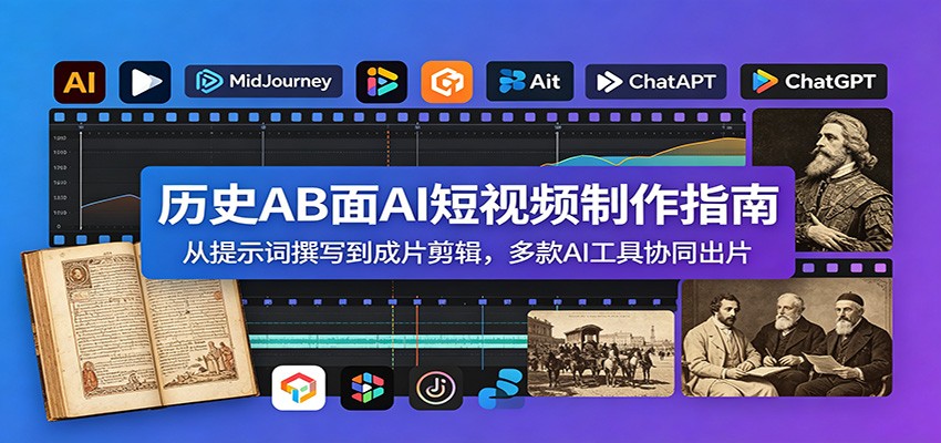 历史AB面AI短视频制作指南：从提示词撰写到成片剪辑，多款AI工具协同出片-985网创