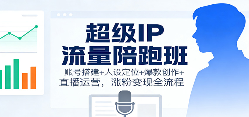 超级IP流量陪跑班：账号搭建+人设定位+爆款创作+直播运营，涨粉变现全流程-985网创