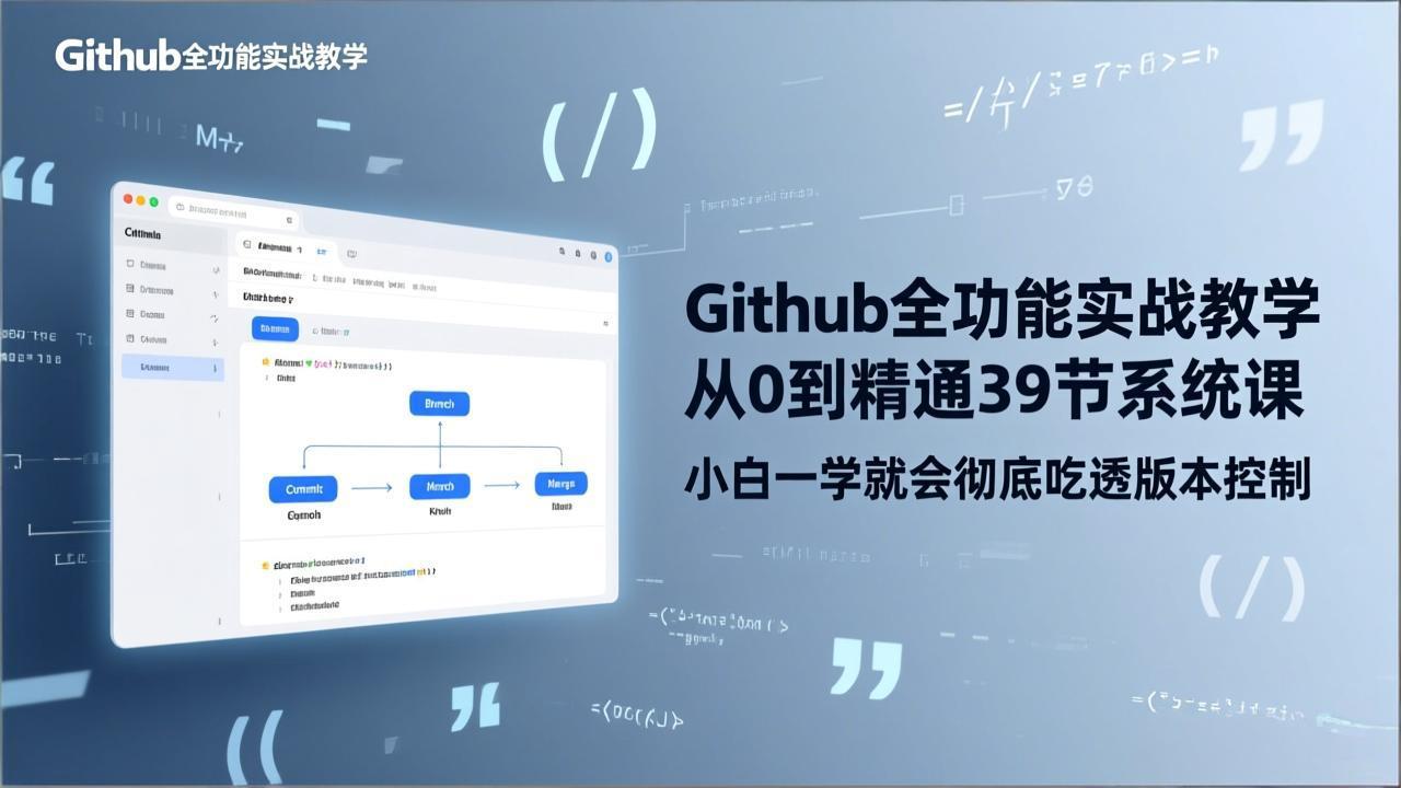 GitHub-全功能实战教学，从0到精通39节系统课，小白一学就会彻底吃透版本控制-985网创