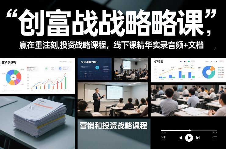 创富战略课，赢在重注时刻，营销和投资战略课程，线下课精华实录音频+文档-985网创