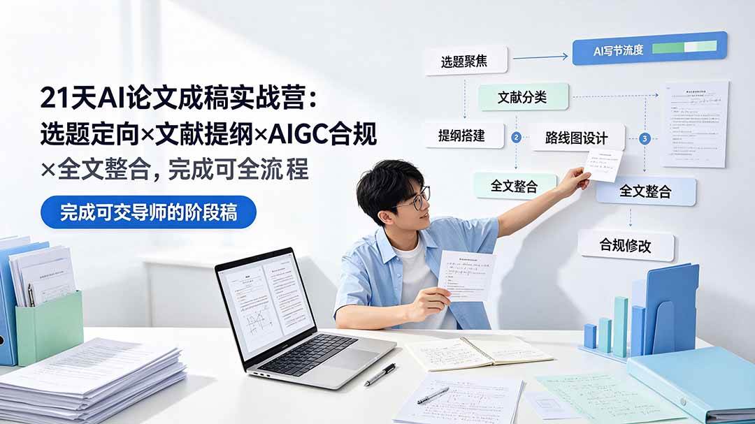 （19334期）21天AI论文成稿实战营：选题定向×文献提纲×AIGC合规×全文整合，完成可交导师的阶段稿-985网创