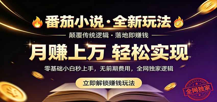 番茄小说5月最新独家玩法，稳定落地实测月入过万！-985网创