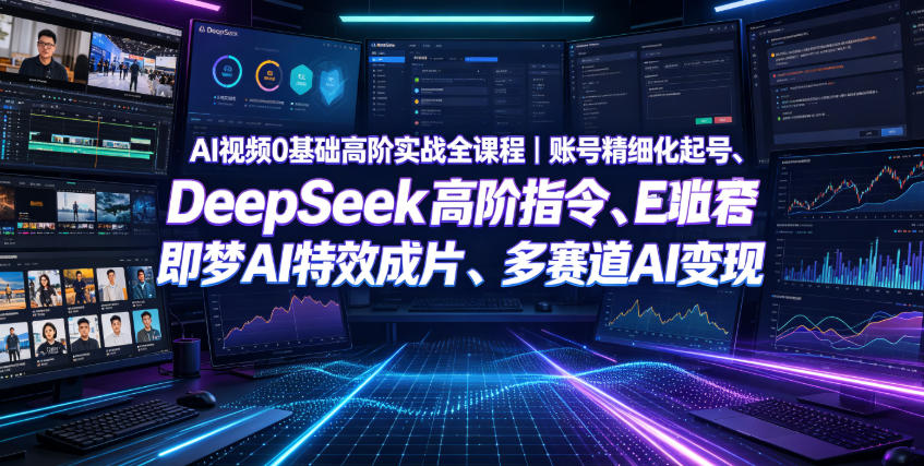 AI视频0基础高阶实战全课程｜账号精细化起号、DeepSeek高阶指令、即梦AI特效成片、多赛道AI短视频量产变现-985网创