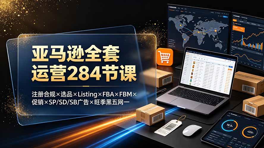 （19410期）亚马逊全套运营284节课：注册合规×选品×Listing×FBA×FBM×促销×SP/SD/SB广告×旺季黑五网一-985网创
