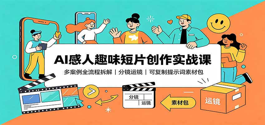 AI感人趣味短片创作实战课：多案例全流程拆解，分镜运镜，可复制提示词素材包-985网创