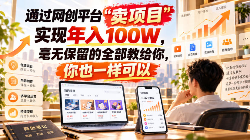 通过网创平台“卖项目”实现年入100W，毫无保留的全部教给你，你也一样可以！【揭秘】-985网创