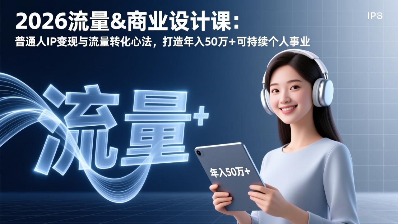 2026流量&商业设计课：普通人IP变现与流量转化心法，打造年入50万+可持续个人事业-985网创
