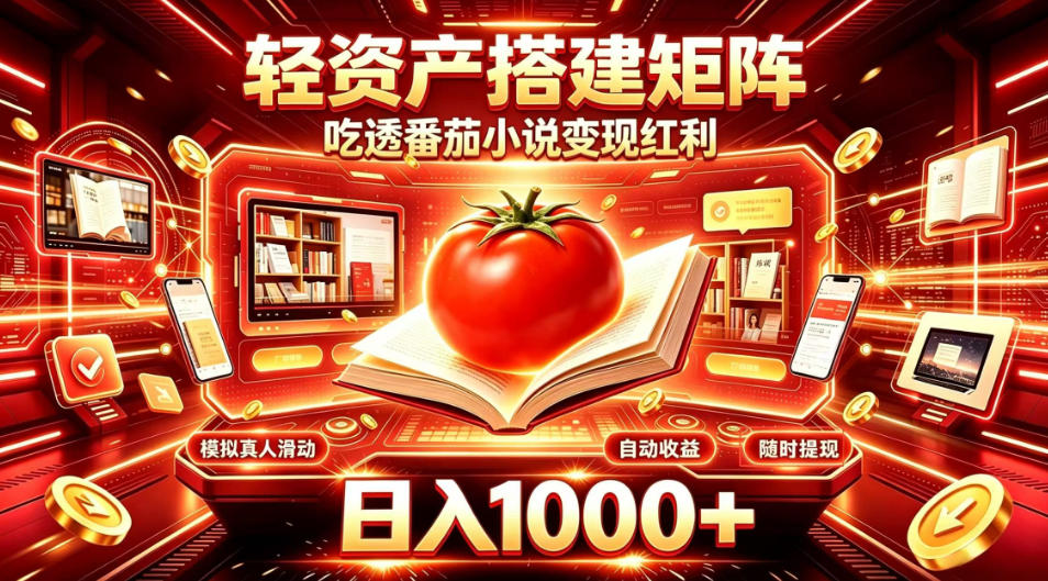 轻资产搭建矩阵，吃透番茄小说变现红利，日入1000+，支持无限矩阵放大【揭秘】-985网创