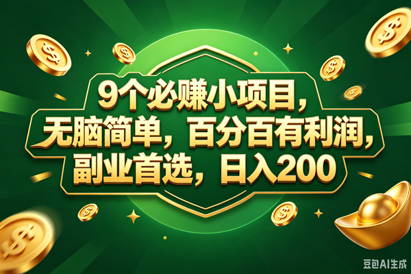 （18950期）9个必赚的小项目，百分百赚元子，无脑简单，副业首选，日入300+-985网创