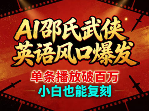 AI邵氏武侠英语风口爆发，单条播放破百万，小白也能复刻-985网创