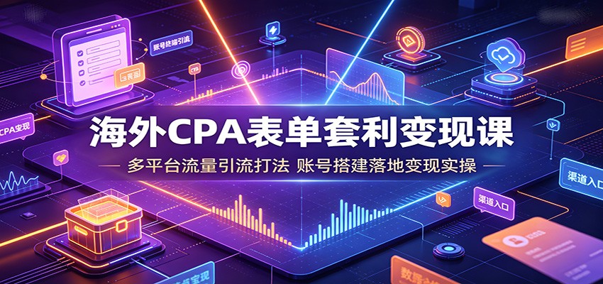 海外CPA表单套利变现课：多平台流量引流打法，账号搭建落地变现实操-985网创