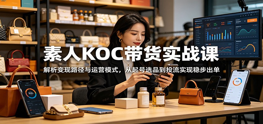 素人KOC带货实战课：解析变现路径与运营模式，从起号选品到投流实现稳步出单-985网创