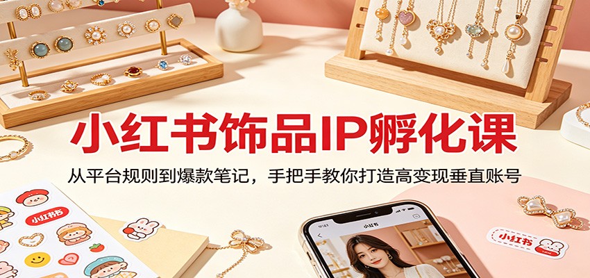 小红书饰品IP孵化课：从平台规则到爆款笔记，手把手教你打造高变现垂直账号-985网创