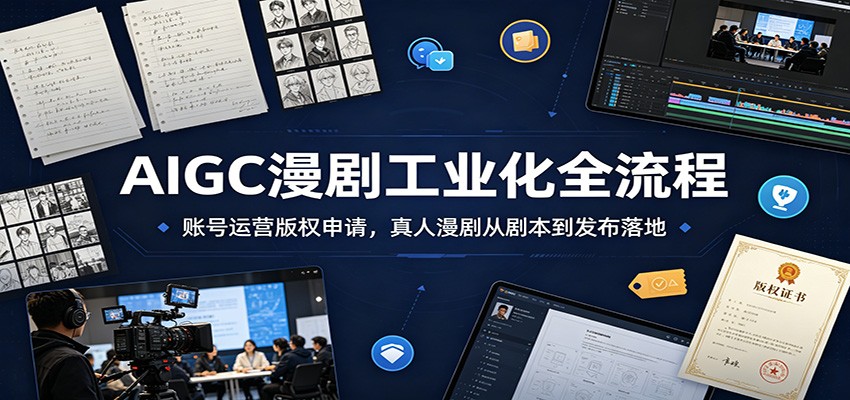 AIGC漫剧工业化全流程：账号运营版权申请，真人漫剧从剧本到发布落地-985网创