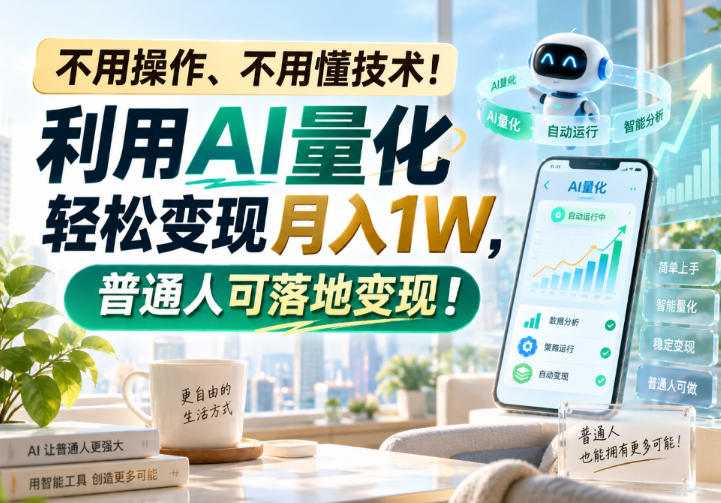 不用操作、不用懂技术！利用AI量化轻松变现月入1W，普通人可落地变现！【揭秘】-985网创